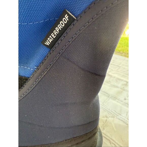 Columbia Kids Size 3 Waterproof Snow Boots Blue Black Drawstring Top Winter Warm - Picture 6 of 16